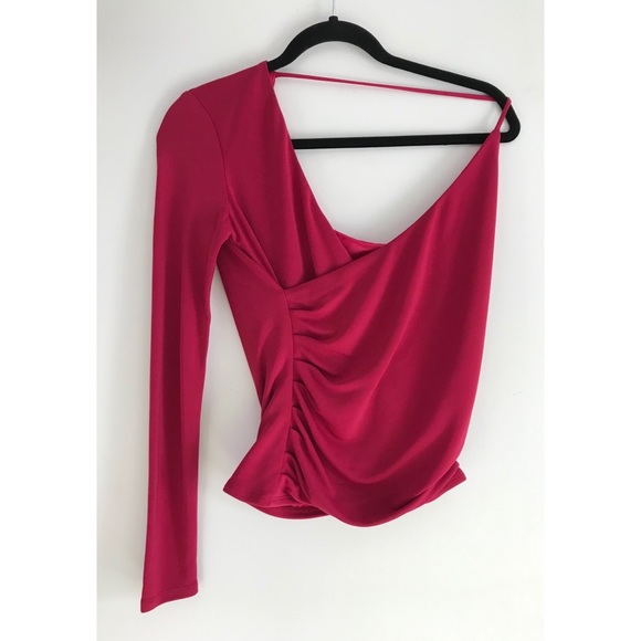 NWT Bebe Naya Ruched Wrap Top - Picture 5 of 7